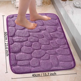 1pc Cobblestone Pattern Bath Rug, Soft Non-Slip Quick Dry Bath Mat, Water Absorbent Shower Carpet For Home Bathroom, Bathroom Accessories ,Bathroom Decor , Bathroom decorations