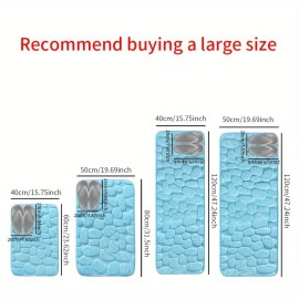 1pc Cobblestone Pattern Bath Rug, Soft Non-Slip Quick Dry Bath Mat, Water Absorbent Shower Carpet For Home Bathroom, Bathroom Accessories ,Bathroom Decor , Bathroom decorations