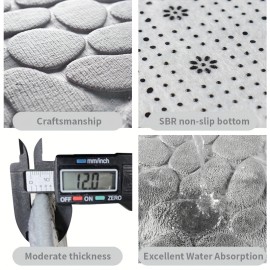 1pc Cobblestone Pattern Bath Rug, Soft Non-Slip Quick Dry Bath Mat, Water Absorbent Shower Carpet For Home Bathroom, Bathroom Accessories ,Bathroom Decor , Bathroom decorations