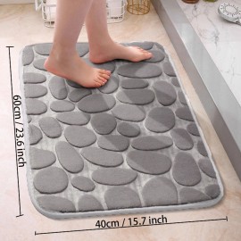 1pc Cobblestone Pattern Bath Rug, Soft Non-Slip Quick Dry Bath Mat, Water Absorbent Shower Carpet For Home Bathroom, Bathroom Accessories ,Bathroom Decor , Bathroom decorations