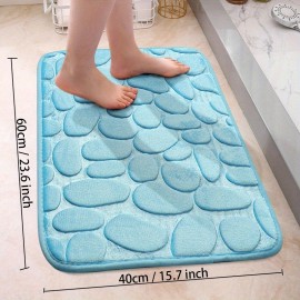 1pc Cobblestone Pattern Bath Rug, Soft Non-Slip Quick Dry Bath Mat, Water Absorbent Shower Carpet For Home Bathroom, Bathroom Accessories ,Bathroom Decor , Bathroom decorations