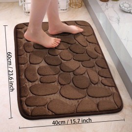 1pc Cobblestone Pattern Bath Rug, Soft Non-Slip Quick Dry Bath Mat, Water Absorbent Shower Carpet For Home Bathroom, Bathroom Accessories ,Bathroom Decor , Bathroom decorations