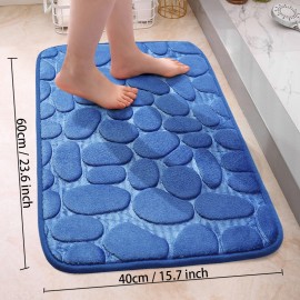 1pc Cobblestone Pattern Bath Rug, Soft Non-Slip Quick Dry Bath Mat, Water Absorbent Shower Carpet For Home Bathroom, Bathroom Accessories ,Bathroom Decor , Bathroom decorations