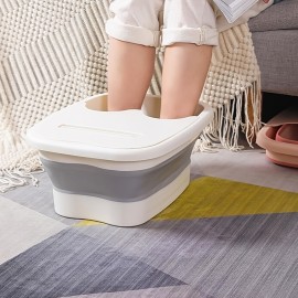 1pc, Folding Bubble Foot Bath Bucket With Lid, For Home Travel