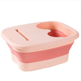 1pc, Folding Bubble Foot Bath Bucket With Lid, For Home Travel