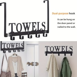 1pc Over The Door Rack With 8 Hooks For Bathroom Bedroom Kitchen, Door Mount Towel Holder, Rustproof And Waterproof Multifunctional Decorative Hanging Shelf