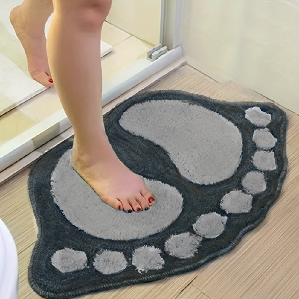 1PC Cartoon Feet Doormat, Cute Soft Plush Area Rug, Non-Slip Absorbent Bathroom Bedroom Rugs, Machine Washable Bath Mat ,Bathroom Decor