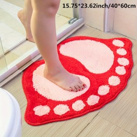 1PC Cartoon Feet Doormat, Cute Soft Plush Area Rug, Non-Slip Absorbent Bathroom Bedroom Rugs, Machine Washable Bath Mat ,Bathroom Decor