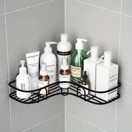 1pc/2pcs Punch Free Corner Shelf, Bathroom Rack Shelf, Bathroom Toilet Seamless Wall Mounted Tripod, Storage Rack