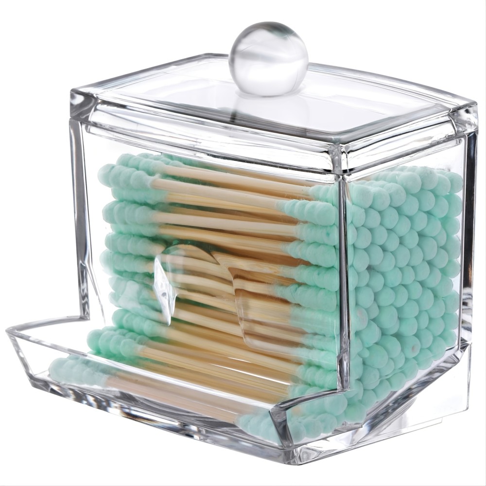 1pc Transparent Acrylic Cotton Swab Storage Jar - Organize And Store Cotton Pads In Style