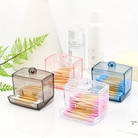 1pc Transparent Acrylic Cotton Swab Storage Jar - Organize And Store Cotton Pads In Style