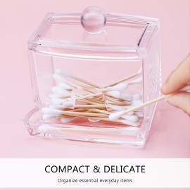 1pc Transparent Acrylic Cotton Swab Storage Jar - Organize And Store Cotton Pads In Style