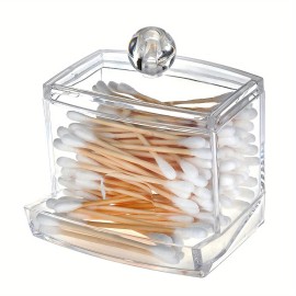 1pc Transparent Acrylic Cotton Swab Storage Jar - Organize And Store Cotton Pads In Style