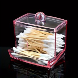 1pc Transparent Acrylic Cotton Swab Storage Jar - Organize And Store Cotton Pads In Style