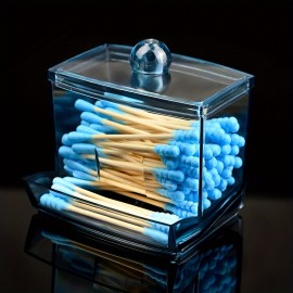 1pc Transparent Acrylic Cotton Swab Storage Jar - Organize And Store Cotton Pads In Style