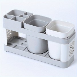 1pc Hollow Design Toothbrush Holder and Toothpaste Holder Set with Drain - Perfect for Bathroom Storage and Organization , Home Decor, Furniture For Home