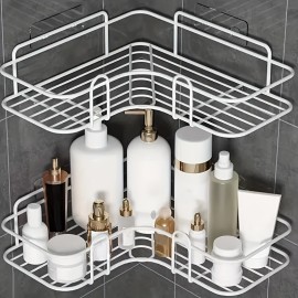 1pc Bathroom Storage Rack, Wall Mounted Bathroom Triangle Shelf, Shower Shelf For Inside Shower, Shampoo Soap Holder For Shower Wall, Bathroom Caddy Organizer, Shower Caddy Basket, Bathroom Accessories