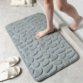 1pc Pebble Bathroom Rug, 3D Pebble Foot Mat, Velvet Memory Foam Bathroom Rug, Bathroom Door Rug, Super Absorbent Bath Mat, Quick Dry Bathroom Rug , fall decor , Bathroom decorations