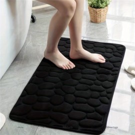 1pc Pebble Bathroom Rug, 3D Pebble Foot Mat, Velvet Memory Foam Bathroom Rug, Bathroom Door Rug, Super Absorbent Bath Mat, Quick Dry Bathroom Rug , fall decor , Bathroom decorations