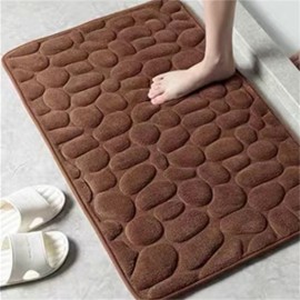 1pc Pebble Bathroom Rug, 3D Pebble Foot Mat, Velvet Memory Foam Bathroom Rug, Bathroom Door Rug, Super Absorbent Bath Mat, Quick Dry Bathroom Rug , fall decor , Bathroom decorations