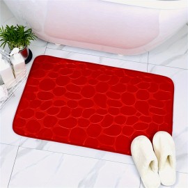 1pc Pebble Bathroom Rug, 3D Pebble Foot Mat, Velvet Memory Foam Bathroom Rug, Bathroom Door Rug, Super Absorbent Bath Mat, Quick Dry Bathroom Rug , fall decor , Bathroom decorations