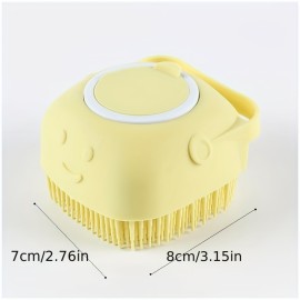 Pet Shampoo Brush, Silicone Massage Rubber Bath Comb With Shampoo Storage For Dog & Cat Grooming Tool