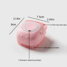 Gentle Silicone Pet Brush For Dogs And Cats - Massages And Cleans With Built-In Shower Gel Dispenser