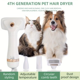 US Plug Portable Pet Hair Dryer And Grooming Brush For Dogs And Cats - Smooth And Efficient Drying, Reduces Shedding And Tangles