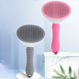 One-Click Pet Hair Removal Comb for Effortless Grooming of Dogs and Cats - Float Hair Removal Slicker Brush with Automatic Functionality