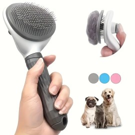 One-Click Pet Hair Removal Comb for Effortless Grooming of Dogs and Cats - Float Hair Removal Slicker Brush with Automatic Functionality