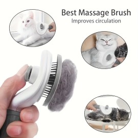 One-Click Pet Hair Removal Comb for Effortless Grooming of Dogs and Cats - Float Hair Removal Slicker Brush with Automatic Functionality