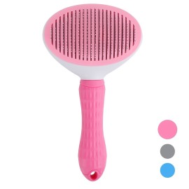 One-Click Pet Hair Removal Comb for Effortless Grooming of Dogs and Cats - Float Hair Removal Slicker Brush with Automatic Functionality