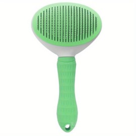 One-Click Pet Hair Removal Comb for Effortless Grooming of Dogs and Cats - Float Hair Removal Slicker Brush with Automatic Functionality