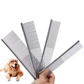 Dog Hair Removal Comb Stainless Steel Pet Grooming Combs Gently Removes Loose Knotted Hair Dogs Cats Cleaning Beauty Comb