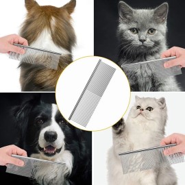 Dog Hair Removal Comb Stainless Steel Pet Grooming Combs Gently Removes Loose Knotted Hair Dogs Cats Cleaning Beauty Comb