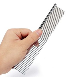 Dog Hair Removal Comb Stainless Steel Pet Grooming Combs Gently Removes Loose Knotted Hair Dogs Cats Cleaning Beauty Comb