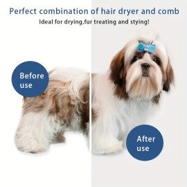 Quiet Pet Grooming Dryer With Comb Brush For Grooming Dogs, Cats, And Kittens - Fast Drying And Gentle On Fur