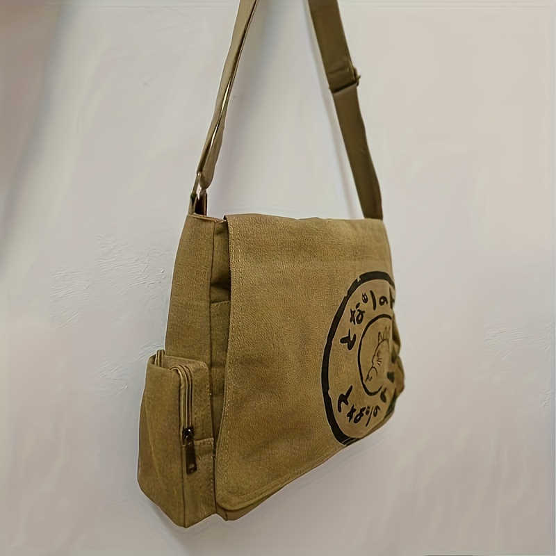 vintage canvas messenger bag retro large capacity shoulder bag womens casual grunge handbag tote hobo purse details 6