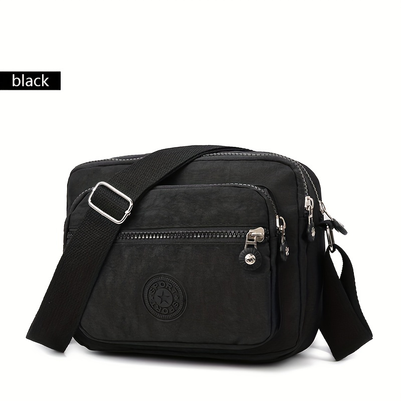 durable multi layer zipper crossbody bag nylon square shoulder bag perfect messenger bag for daily use details 7