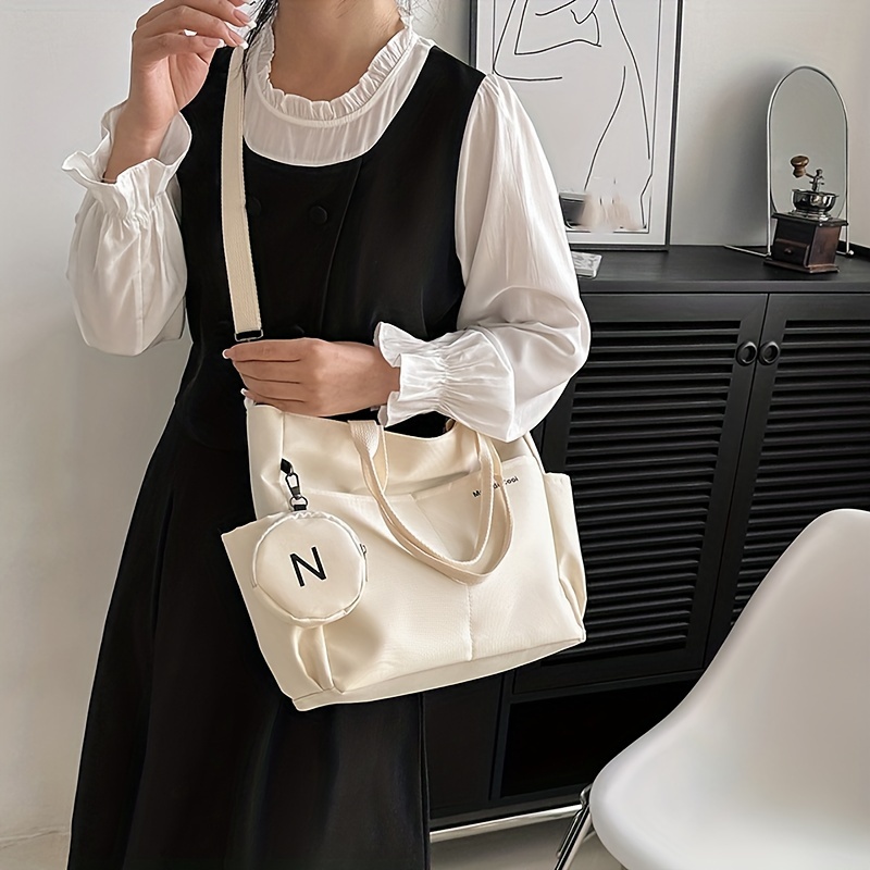 simple tote bag with coin purse large capacity shoulder bag multi pockets handbag for school travel shopping details 4