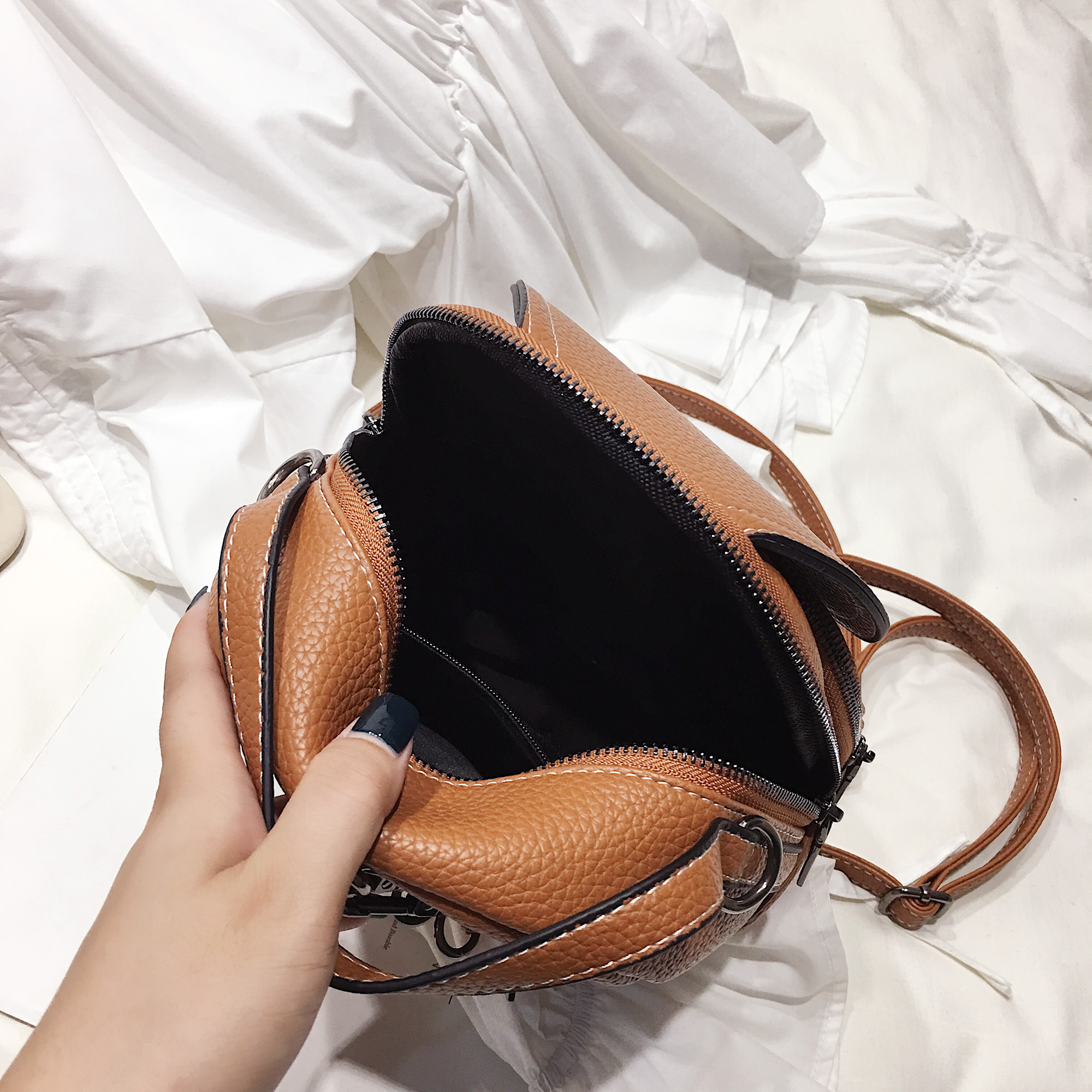 mini flap backpack casual convertible crossbody dome bag faux leather top handle daypack 7 87 9 06 3 15 inch details 13