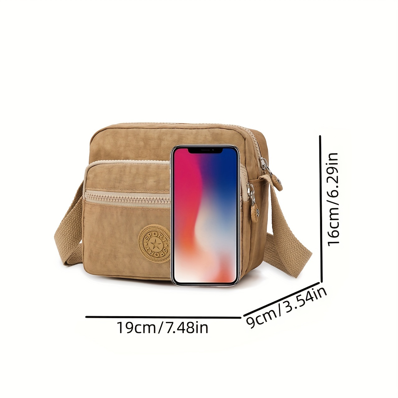 retro nylon crossbody bag multi layer mobile phone bag casual shoulder bag for travel sport details 8