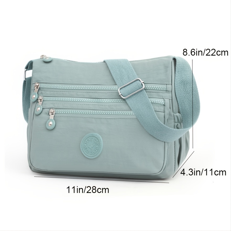 letter patch decor crossbody bag oxford multi zip shoulder bag casual nylon square purse for women details 8