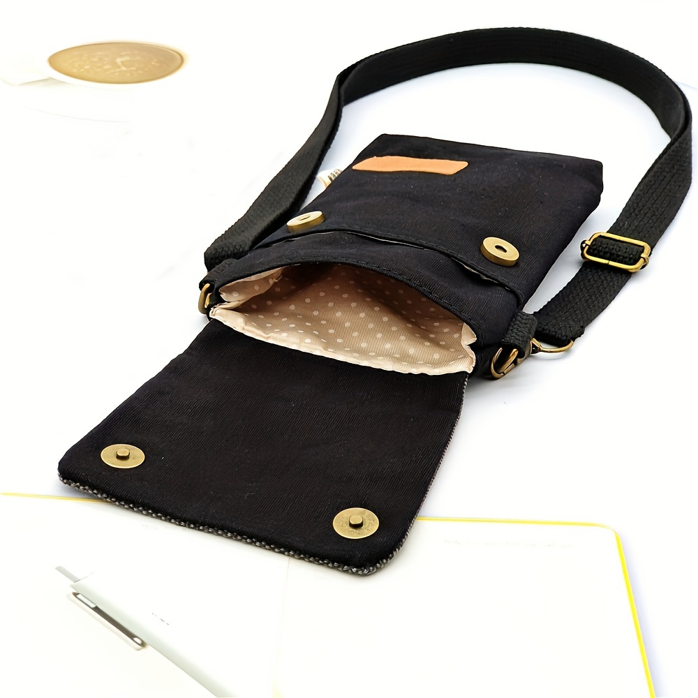 mini fabric crossbody bag color contrast cell phone bag vintage shoulder purse for women details 4