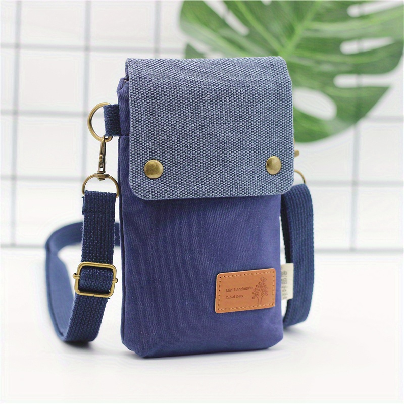 mini fabric crossbody bag color contrast cell phone bag vintage shoulder purse for women details 5