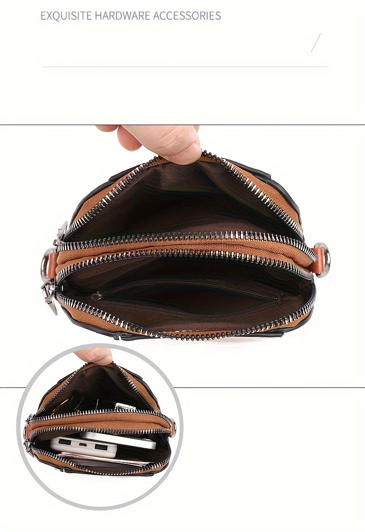 retro mini crossbody bag, retro mini crossbody bag metal decor mobile phone bag multi layer shoulder purse for women details 3