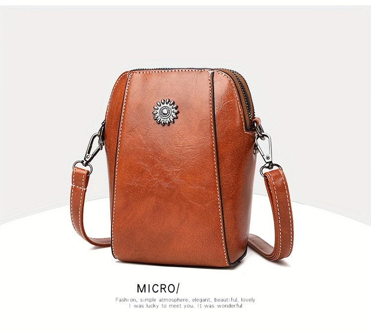 retro mini crossbody bag, retro mini crossbody bag metal decor mobile phone bag multi layer shoulder purse for women details 9