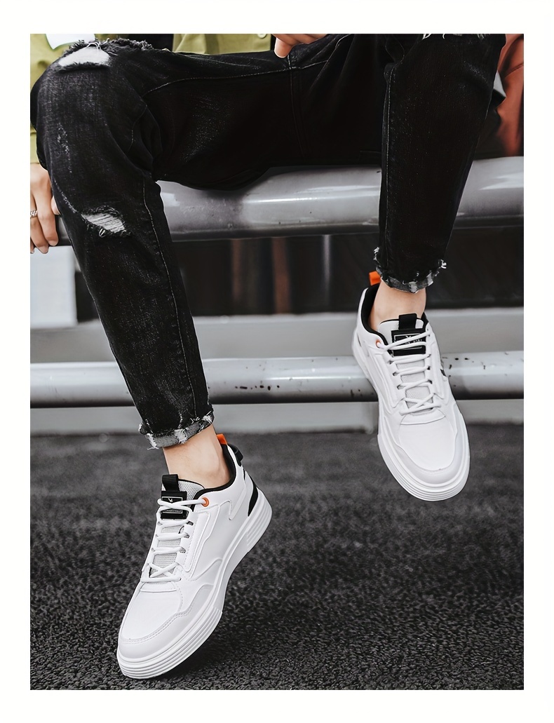 mens solid trendy skate shoes comfy non slip casual lace up street style sneakers for mens outdoor activities details 10