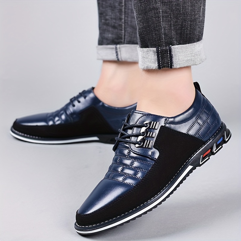 mens trendy faux leather lace up sneakers with assorted colors casual outdoor walking shoes details 10