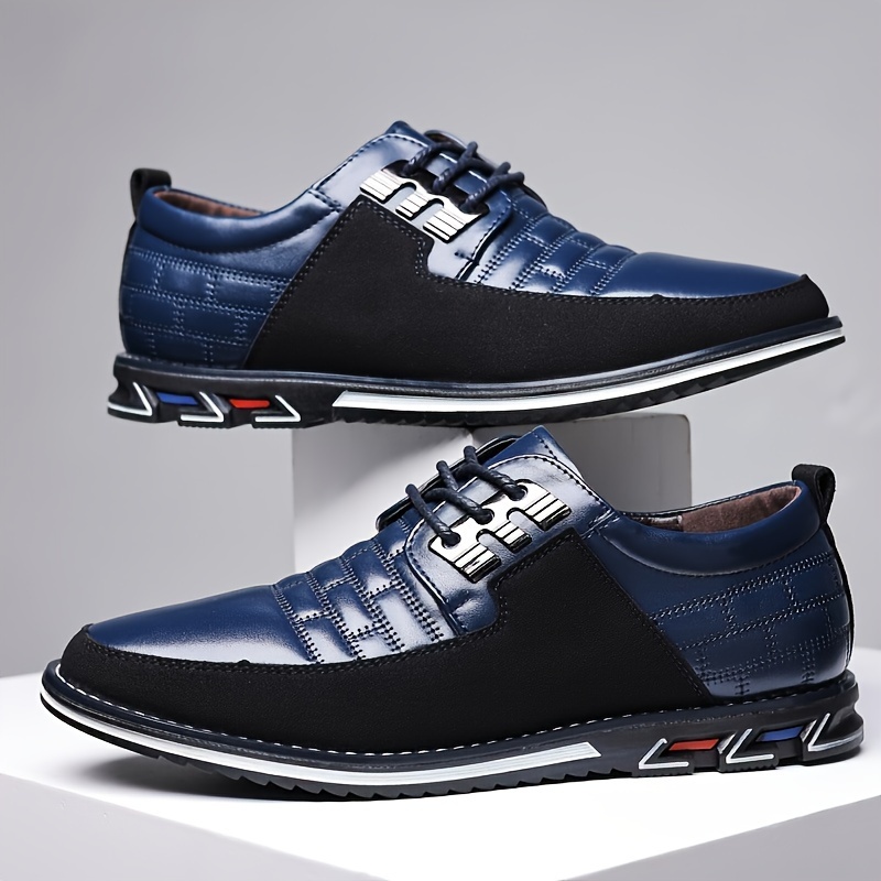 mens trendy faux leather lace up sneakers with assorted colors casual outdoor walking shoes details 13